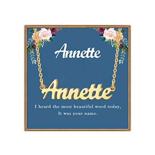 Ldurian Name Necklace Personalized  Annette Name Pendant Necklace Gifts  K Gold Plated Dainty Name Necklaces Birthday Jewelry Gift for Teen Girls