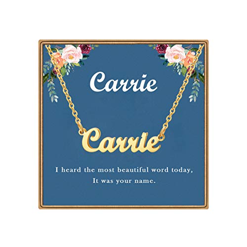 Ldurian Name Necklace Personalized  Carrie Name Pendant Necklace Gifts  K Gold Plated Dainty Name Necklaces Birthday Jewelry Gift for Teen Girls