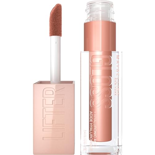 MAYBELLINE Lifter Gloss, Hydrating Lip Gloss with Hyaluronic Acid, High Shine for Plumper Looking Lips, Stone, Rosey Neutral, Ounce