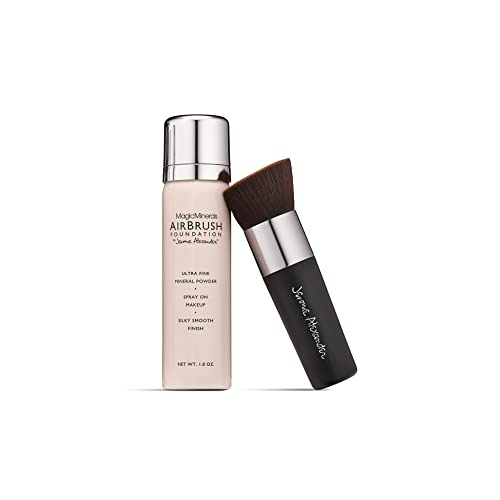 MagicMinerals AirBrush Foundation by Jerome Alexander  pc Set with Airbrush Foundation and Kabuki Brush   Spray Makeup with Anti aging Ingredients for Smooth Radiant Skin (Lig