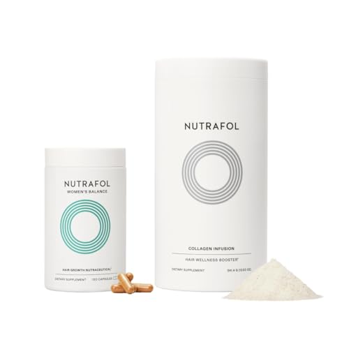 Nutrafol Women's Balance Hair Growth Supplement with Collagen Peptides, Ages +, Clinically Tested for Stronger, Visibly Thicker Hair, Dermatologist Recommended, onth Supply, f