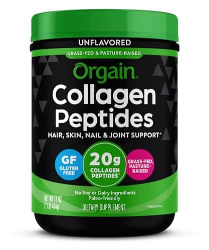 Orgain Hydrolyzed Collagen Peptides Powder, g Grass Fed Collagen   Hair, Skin, Nail, & Joint Support Supplement, Paleo & Keto, Type I and III, lb (Packaging May Vary)
