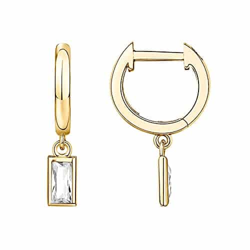 PAVOI Womens K Gold Plated Yellow Gold   SSterling Silver Post DropDangle Huggie Earrings