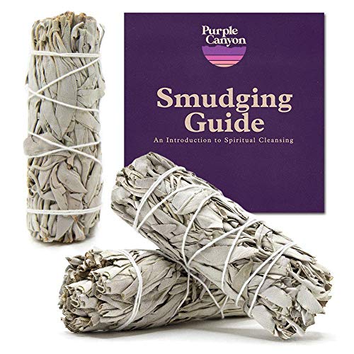 PURPLE CANYON White Sage Bundles   Pack   Sage Smudge Stick for Home Cleansing Incense Healing Meditation and California Smudge Sticks Rituals   Inch