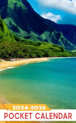 Pocket Calendar   Three Year Monthly Planner for Purse , onths from January to December  Hanalei Bay, Kauai