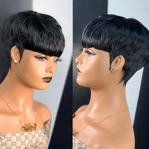 QiaQiaRing Pixie Cut Wig Human Hair Wigs For Black Women Short Layered Pixie Cut Wigs Wear And Go Full Machine Made Wigs Brazilian Virgin Human Hair Wigs For Women Glueless Wi
