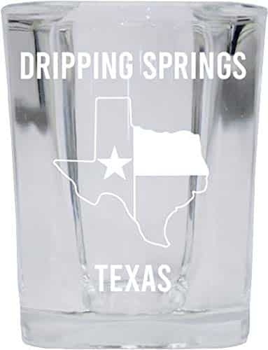 R and R Imports Dripping Springs Texas Souvenir Laser Etched Ounce Square Shot Glass Texas State Flag Design