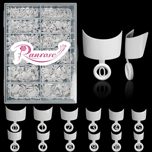 Ranrose PCS Short French Style False Nails Half Cover Nails Tips,White Short Acrylic Extension Finger Nail Sizes with Box