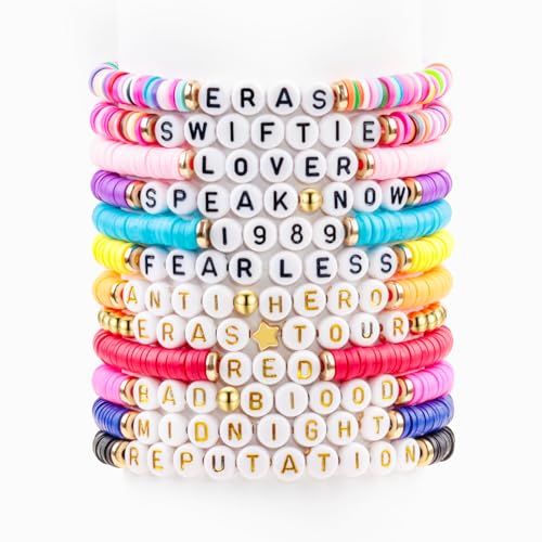 SINCSEFK PCS Taylor Friendship Bracelet Set Multilayer Eras Tour Reputation TS Album Inspired Bracelets Gifts for Fans Boys Women Girls