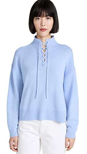 Theory Women's Drawstring Cashmere Pullover, Powder Blue, L