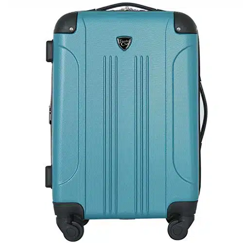 Travelers Club Chicago Hardside Expandable Spinner Luggages, Teal, Carry On