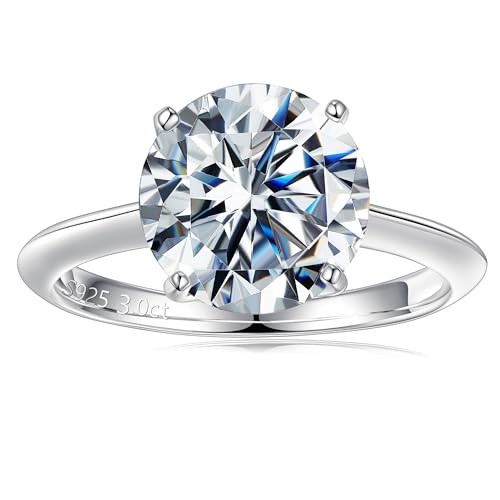 Turandoss Moissanite Knife Edge Rings for Women, ct Round D Color VVSClarity Lab Created Diamond Rings K White Gold Vermeil Prong Moissanite Engagement Rings for Women Mom Wife Jewelry Gifts