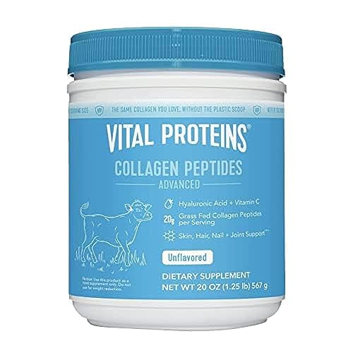 Vital Proteins Collagen Peptides Powder with Hyaluronic Acid and Vitamin C, Unflavored, oz