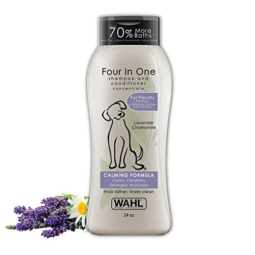 Wahl USA in Calming Pet Shampoo for Dogs  Cleans, Conditions, Detangles, & Moisturizes with Lavender Chamomile   Pet Friendly Formula   Oz   Model A