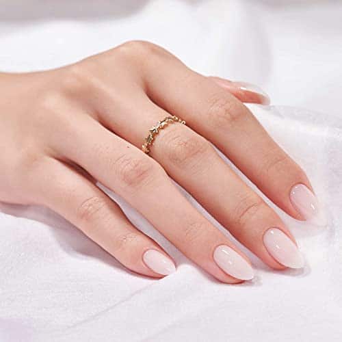 White Press On Nails Short   BTArtbox Supremely Fit & Natural Soft Gel Press on Nails Almond, White Glue on Nails with Nail Glue, Reusable Stick on Nails in Sizes   Fake Nails