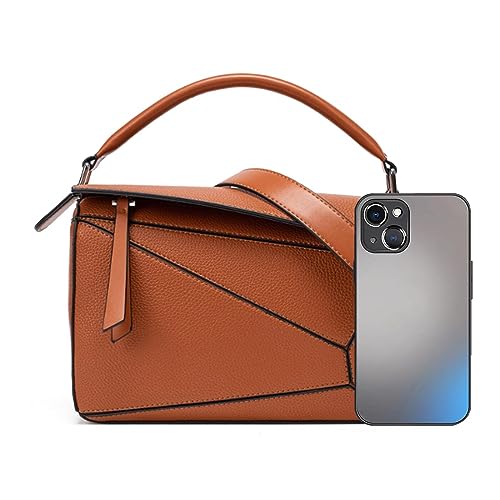 Womens Geometric Design Handbags, xxin Lychee Grain Crossbody Bag Mini Top Handle Bag for Mother's Day Gift (Brown)