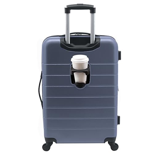 Wrangler Smart Luggage Set with Cup Holder and USB Port, Navy Blue, Inch Carry On
