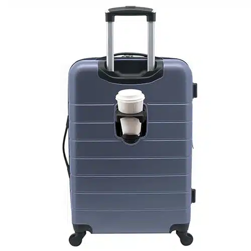 Wrangler Smart Luggage Set with Cup Holder and USB Port, Navy Blue, Inch Carry On