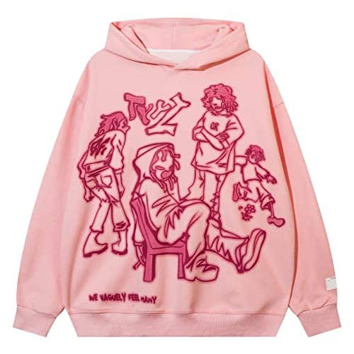 YEOU Women Star Letter Print Zip Up Loose Hoodies YK Retro Harajuku Oversized Gothic Hip Hop Long Sleeve Sweatshirts