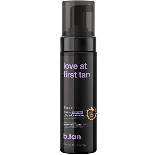 b.tan Violet Self Tanner  Love At First Tan   Fast, Hour Sunless Tanner Mousse, Violet Based, Knocks Out Orange Tones, No Fake Tan Smell, No Added Nasties, Vegan, Cruelty Free