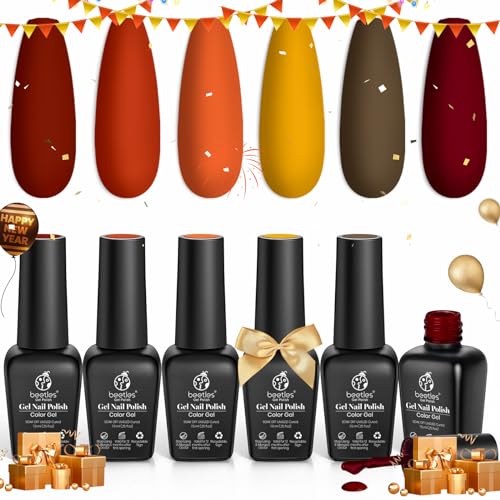 beetles Gel Polish Set  Colors Gold Yellow Gel Nail Polish Kit Fall Nails Red Green Burgundy Orange Gel Nail Polish Set New Year Gift Nails Soak Off Uv LED Nail Lamp Manicure 