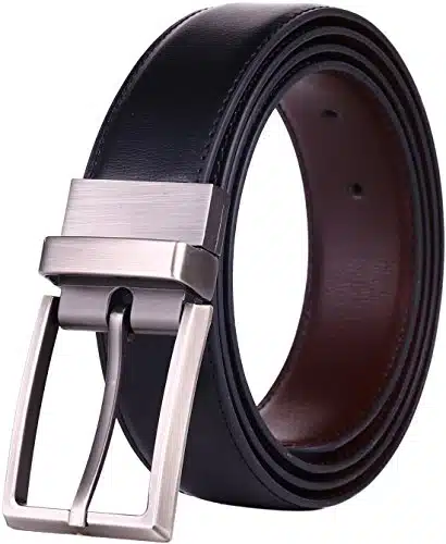 beltox fine Men's Dress Belt Leather Reversible ide Rotated Buckle Gift Box (, BlackBrown)