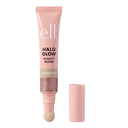 e.l.f. Halo Glow Highlight Beauty Wand, Liquid Highlighter Wand For Luminous, Glowing Skin, Buildable Formula, Vegan & Cruelty free, Rose Quartz