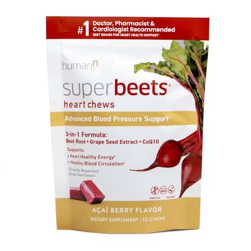 humanN SuperBeets Heart Chews Advanced   in Formula with Beetroot, Grape Seed Extract, & CoQ, Count