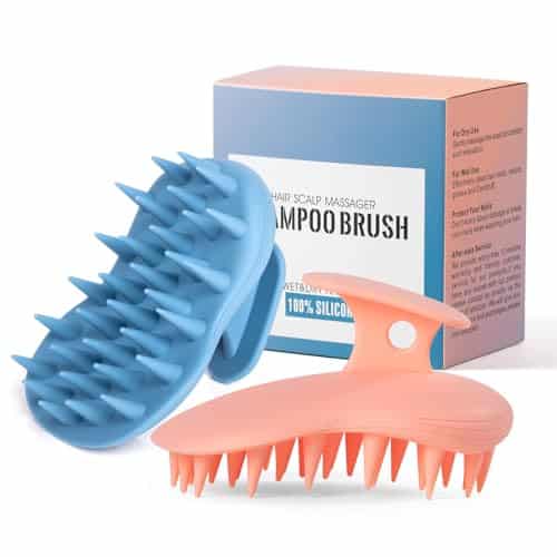 ANAOTA Hair Scalp Massager Shampoo Brush Pack, Scalp Scrubber % Silicone,Scalp Exfoliator for Dandruff Removalfor, Hair Brush for Hair Growth,Waterproof(Blue+Orange)