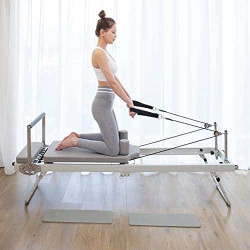 ARKANTOS Foldable Pilates Reformer, Pilates Machine & Equipment for Home Use and Gym Workout, Suitable for Beginners and Intermediate Users (Grey)