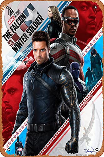 AirBnk The Falcon And The Winter Soldier (Anthony Mackie, Sebastian Stan) TV Show Poster Tin Sign Film Movie Cinema Theater xInches   Vintage Metal Tin Sign for Home Bar Pub G