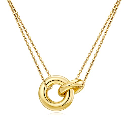 AllenCOCO Dainty Gold Necklace for Women Trendy, Cute Sister Necklaces, k Gold Circle Pendant Friendship Necklace, Girls Gifts Jewelry