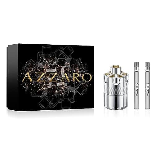 Azzaro Wanted Eau de Parfum  Intense Mens Cologne Gift Set  Piece Holiday Set Includes Full Size + Travel Size Fragrances   Woody Aromatic Spicy Fragrance For Men   Lasting We