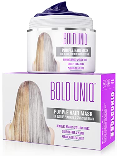 Bold Uniq Purple Hair Mask   Toner for Blonde, Platinum, Bleached, Silver, Gray, Ash & Brassy Hair  Remove Yellow Tones, Reduce Brassiness & Condition Dry, Damaged Hair  Cruel