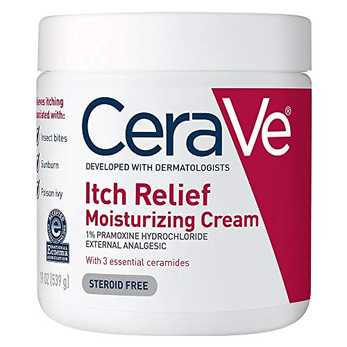 CeraVe Anti Itch Cream with Pramoxine for Itchy Skin Relief from Bug Bites, Sunburns, and Minor Irritations   Fragrance Free oz Moisturizing Cream