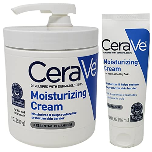 CeraVe Moisturizing Cream Bundle Pack   Contains oz Tub with Pump and Ounce Travel Size   Fragrance Free