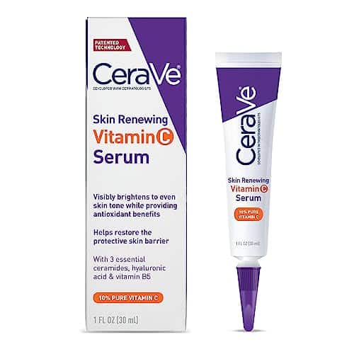 CeraVe Vitamin C Serum with Hyaluronic Acid  Skin Brightening Serum for Face with % Pure Vitamin C  Fragrance Free  Fl. Oz