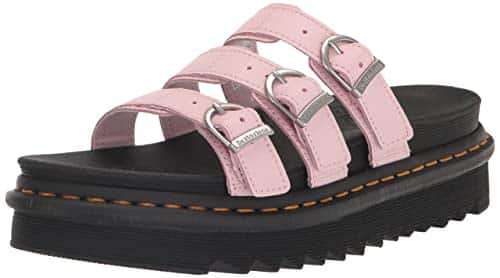 Dr. Martens Women's Blaire Slide Sandal, Chalk Pink Hydro Leather,