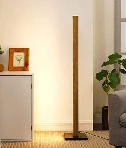 EDISHINE Wooden Corner Floor Lamp, Sleek Dimmable LED Atmosphere Lamp, Minimalist Standing Mood Lighting for Living Room, Bedroom, Studio, Office, K Warm Light,