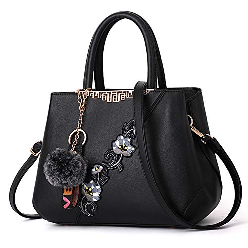 ELDA Purses and Handbags for Women Embroidery Top Handle Satchel Fashion Ladies Shoulder Bag Tote Purse Messenger Bags