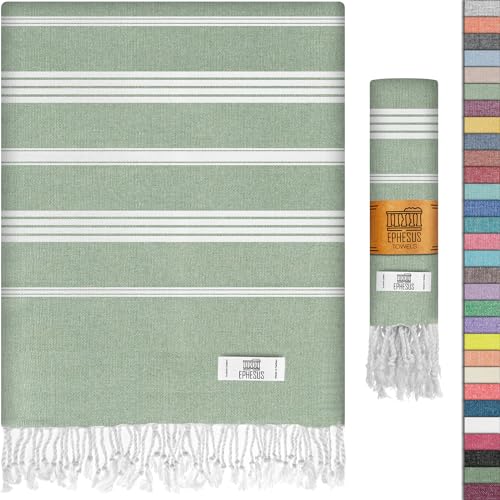 EPHESUS TOWELS Turkish Beach Towel   Turkish Cotton   xinch Oversized   Turkish Towel for Beach, Bath, Pool, Gym, Yoga   Prewashed, Lightweight, Quick Dry (Apple Green, New Su