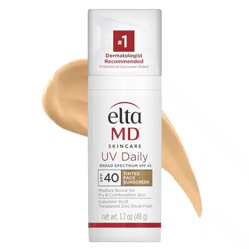 EltaMD UV Daily Tinted Sunscreen with Zinc Oxide, SPF Face Sunscreen Moisturizer, Helps Hydrate Skin and Decrease Wrinkles, Lightweight Face Sunscreen, Absorbs Into Skin Quick