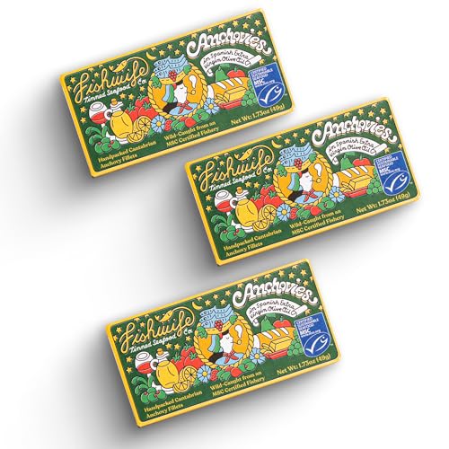 Fishwife Cantabrian Anchovies Pack (Ounce)  MSC Certified Sustainable Seafood, Gluten Free  Handpacked in BPA Free Tins with Spanish Extra Virgin Olive Oil