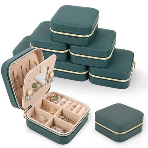 Fixwal Pcs Travel Jewelry Case Jewelry Travel Organizer Mini Jewelry Box Bridesmaid Gift Boxes Bridesmaid Proposal Stuffer Small Storage Organizer for Girls Women Bridesmaid w