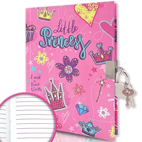 GINMLYDA Girls Diary with Lock for Kids, xInch Pages Secret Pink Journal for Teenage Girls with lock for Preschool Learning Writing Drawing Gift Cute Princess Notebook