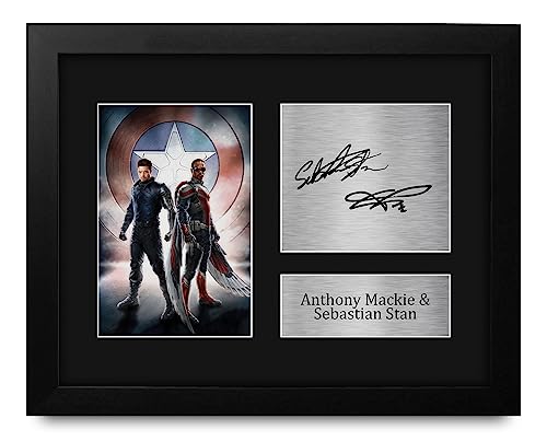 HWC Trading Anthony Mackie & Sebastian Stan The Falcon and the Winter Soldier Framed Gifts Printed Signed Autograph Picture for TV Show Fans   US Letter Size