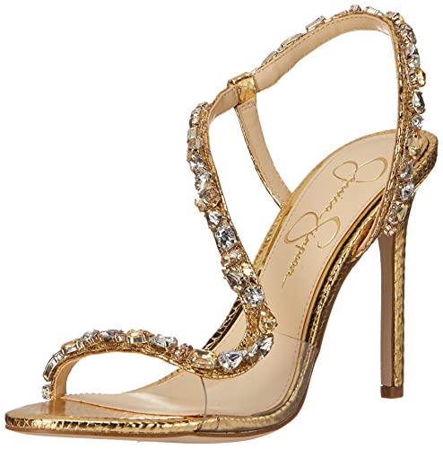Jessica Simpson Women's Jaycin Embellished Heeled Sandal, GoldClear,