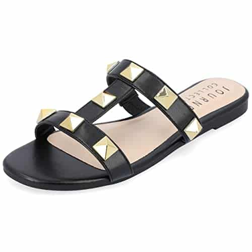 Journee Collection Womens Kendall Tru Comfort Foam Studded Slide Sandal Black edium WOMENS US