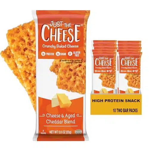 Just the Cheese Cheese Crisps  High Protein Baked Keto Snack  Made with % Real Cheese  Gluten Free  Low Carb Lifestyle  CHEESE & AGED CHEDDAR BLEND, Ounces (Pack of )