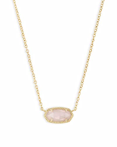 Kendra Scott Elisa Pendant Necklace for Women, Fashion Jewelry, k Gold Plated, Rose Quartz